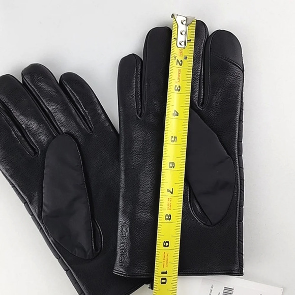 Calvin Klein Men's Black Leather Nylon Winter Insulated Gloves Touchscreen Large - Picture 9 of 9